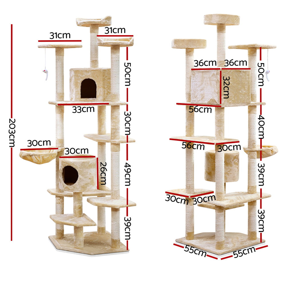 i.Pet Cat Scratch Tower 203cm x 55cm x 55cm