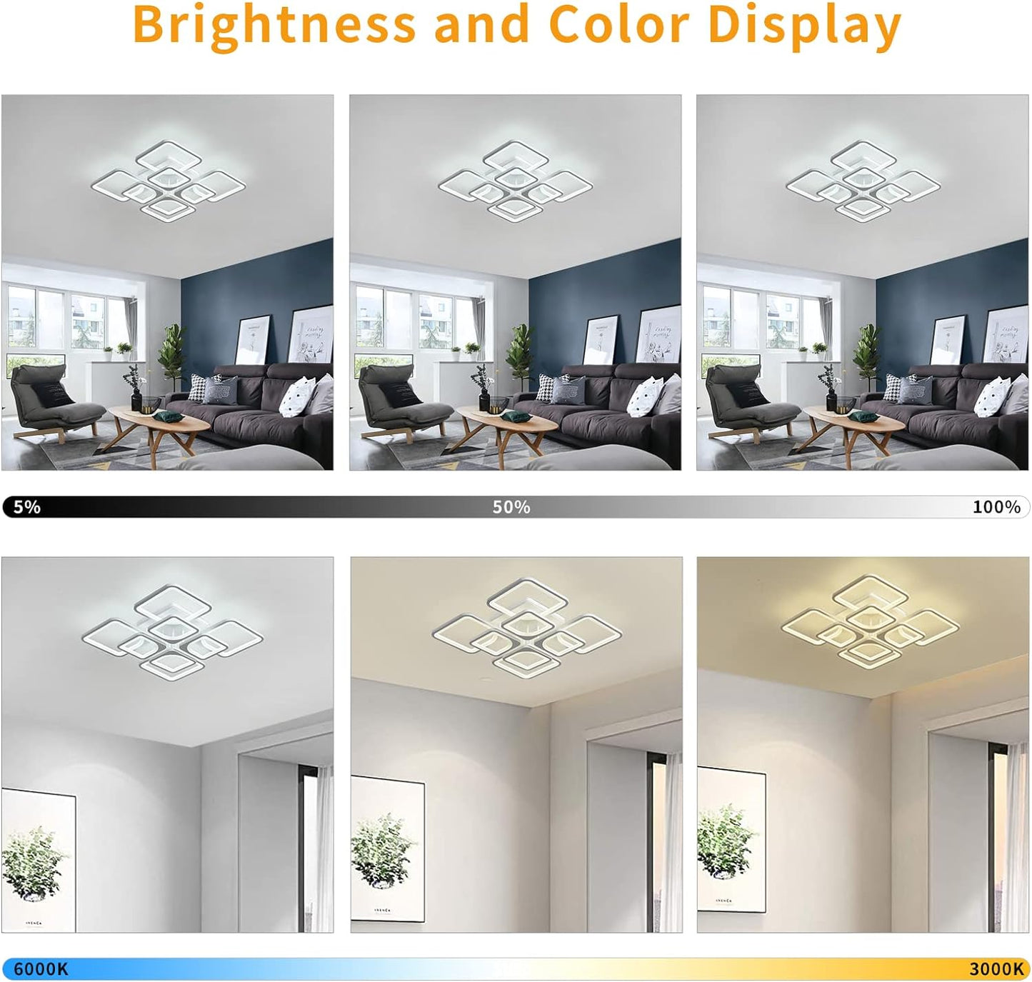 Square Pattern Design Ceiling Light Remote Controlled