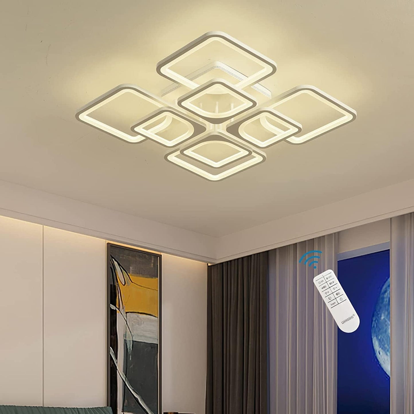 Square Pattern Design Ceiling Light Remote Controlled