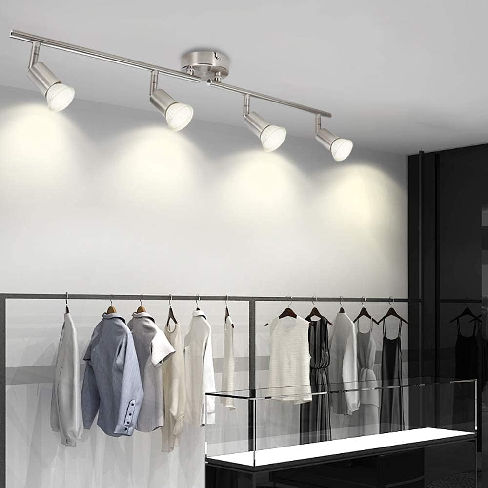 Modern 4 Light Track Lighting Kit LED Chrome Finish