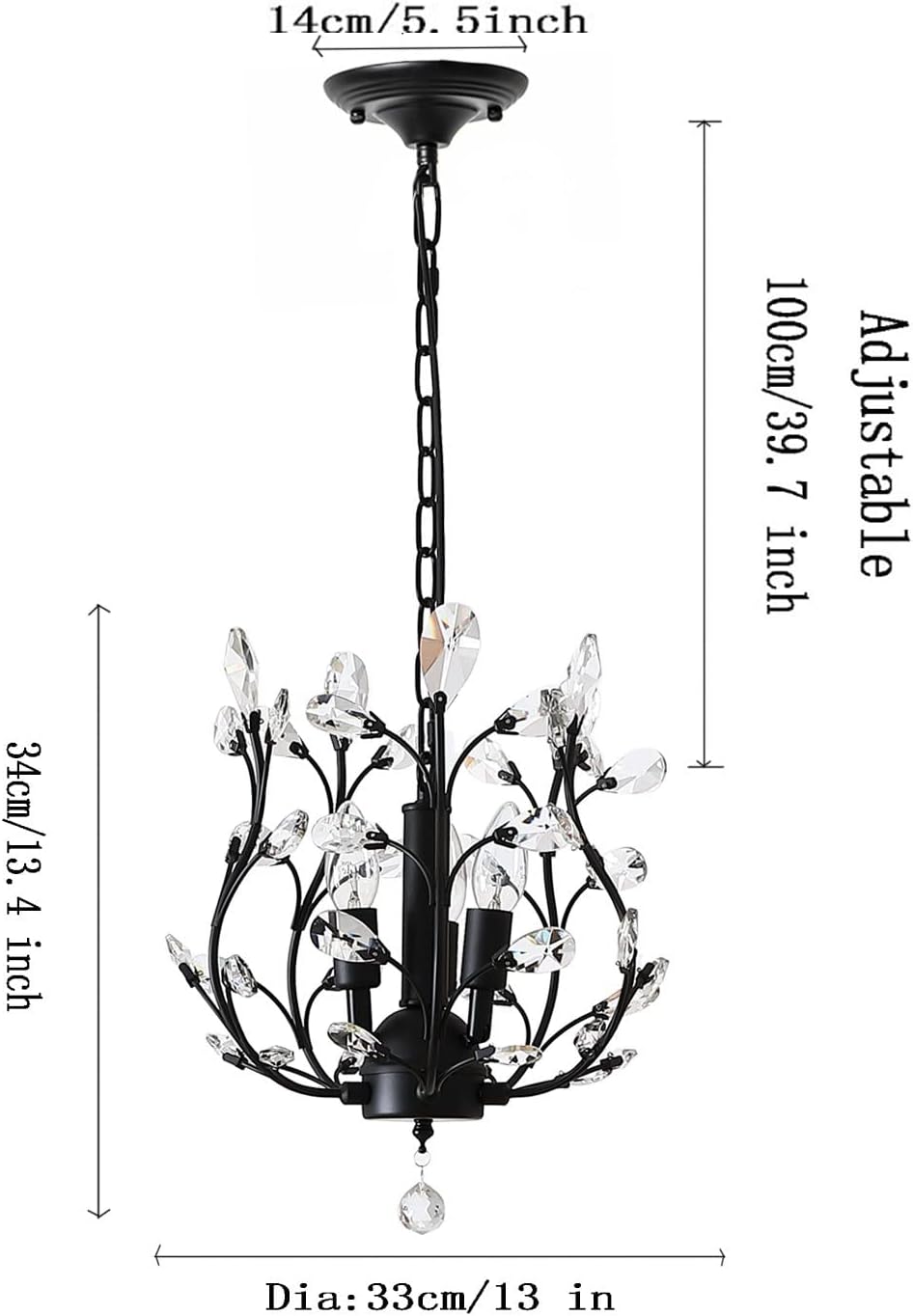 Vintage Style Chandelier 3 Lights Dark Chocolate Coloured Finish