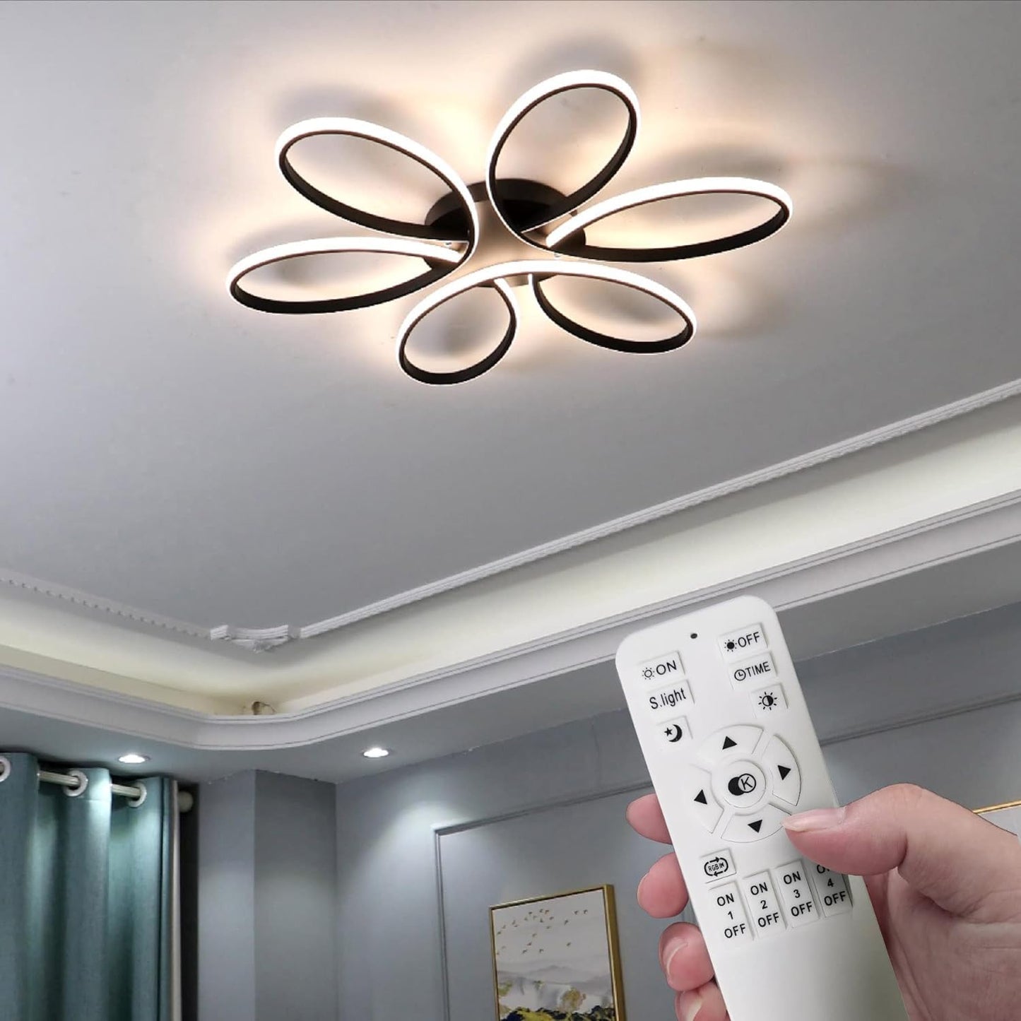 Modern LED Flush Mount Ceiling Light With Remote Control