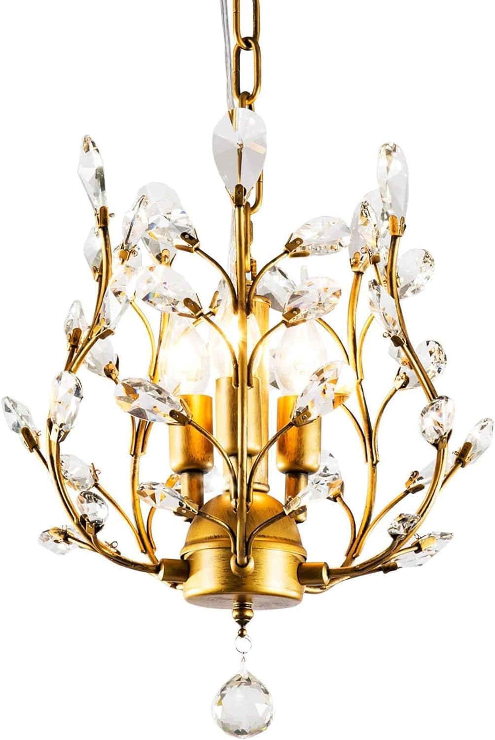 Vintage Style Chandelier 3 Lights Gold Coloured Finish