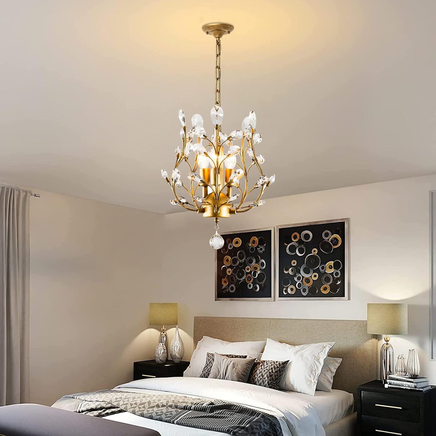 Vintage Style Chandelier 3 Lights Gold Coloured Finish