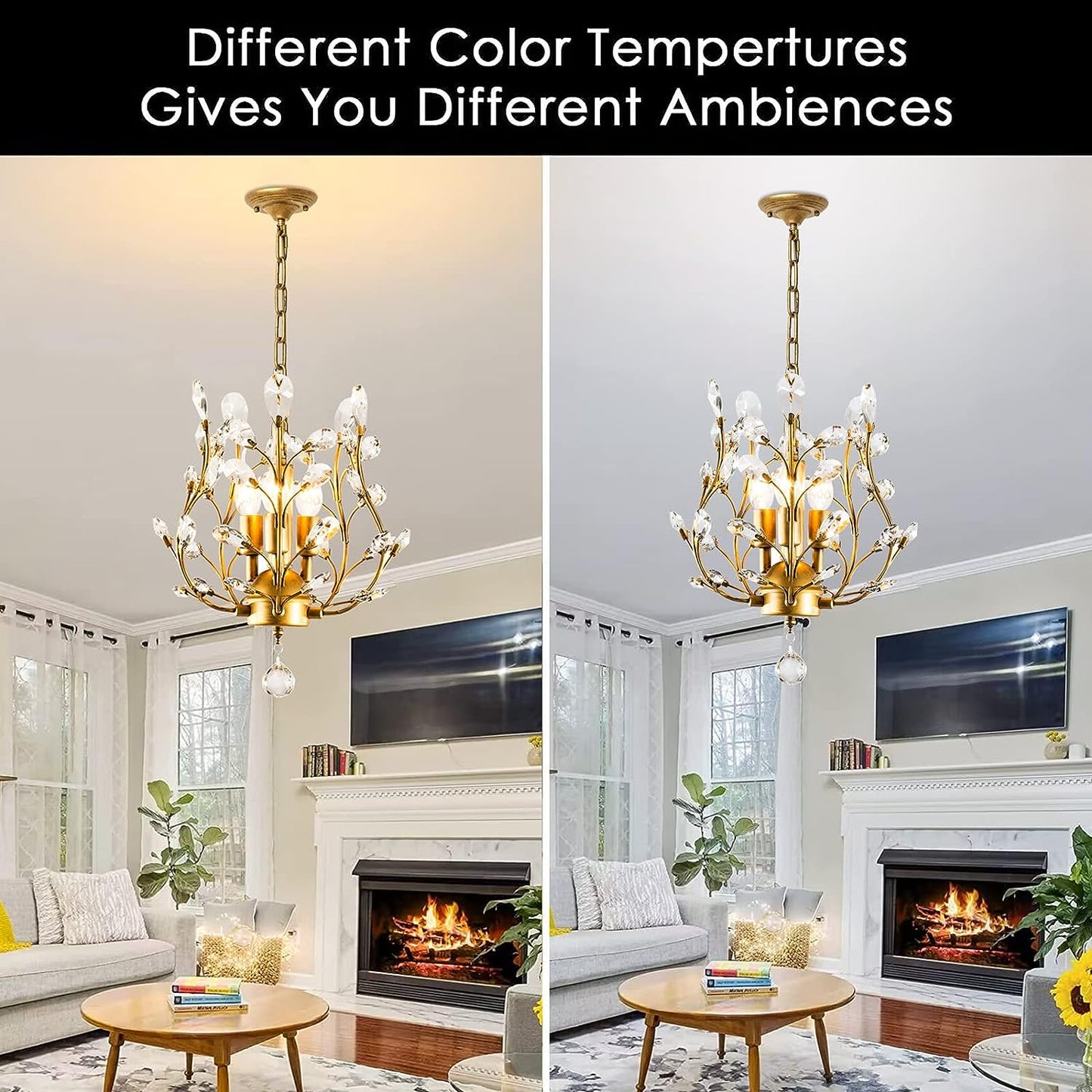 Vintage Style Chandelier 3 Lights Gold Coloured Finish