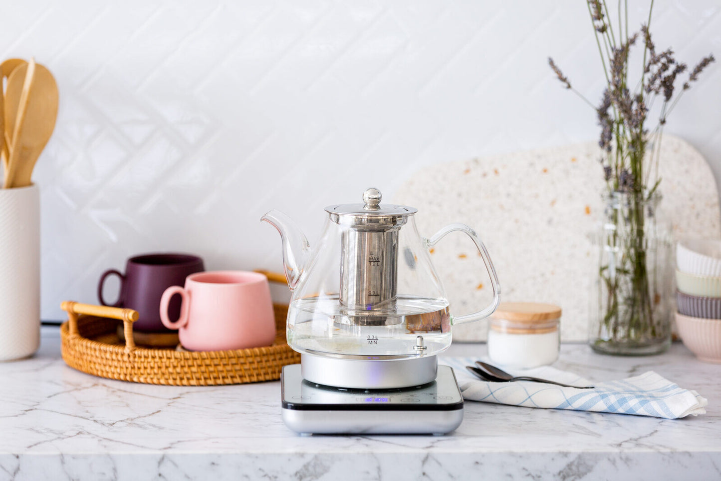 1.2L Digital Glass Kettle - Tea Pot & Infuser 800W