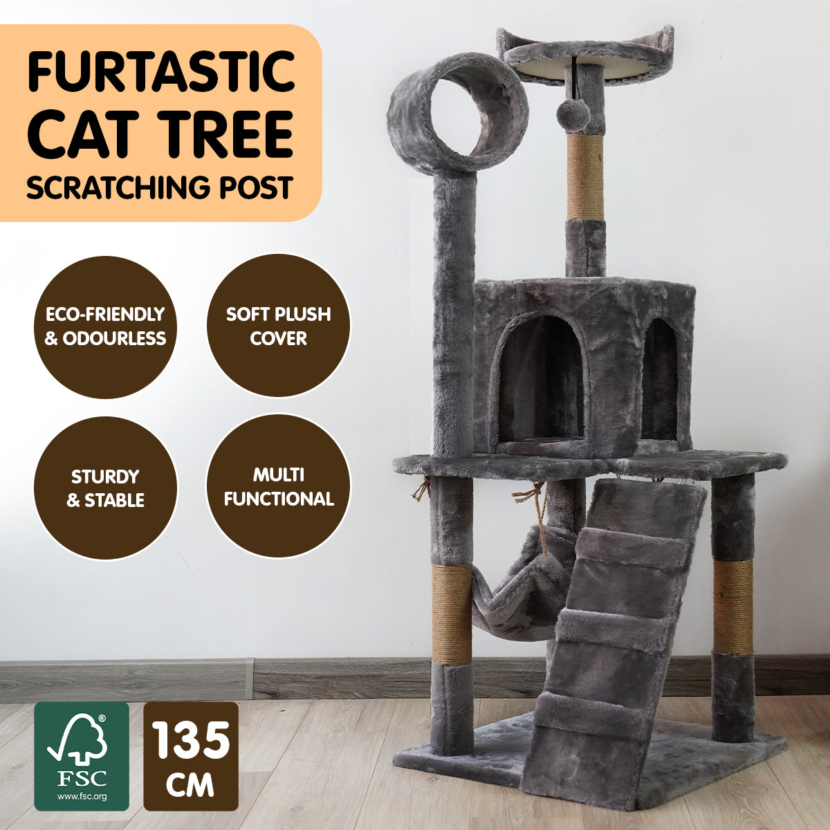 Furtastic Cat Scratch Tower 135cm x 50cm x 50cm