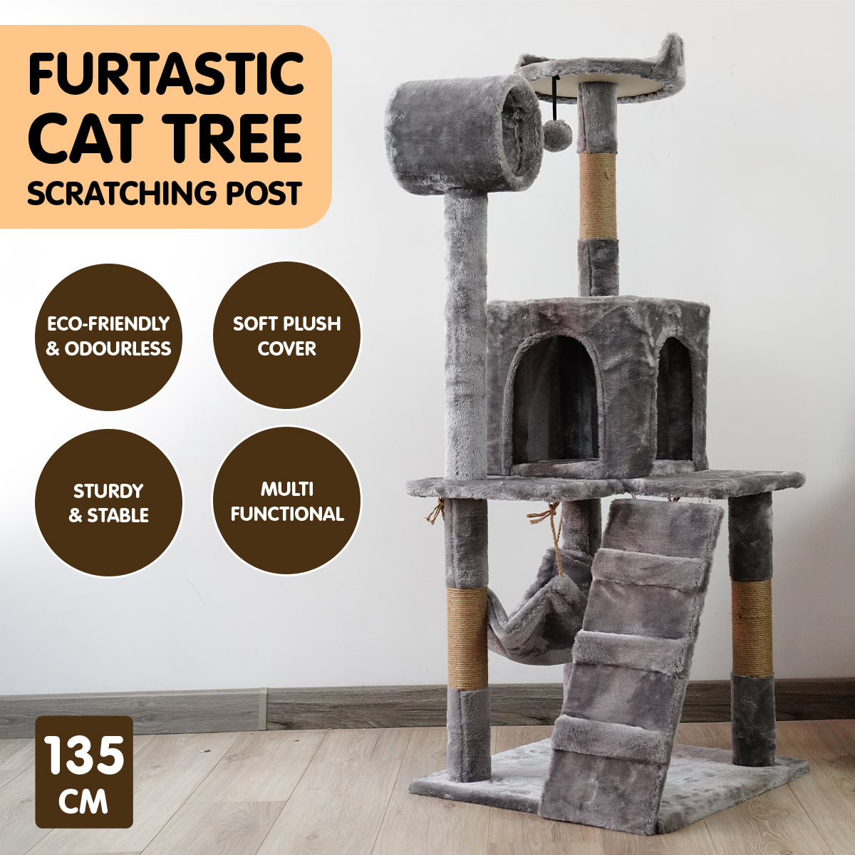 Furtastic Cat Scratch Tower - 135cm x 50cm x 50cm