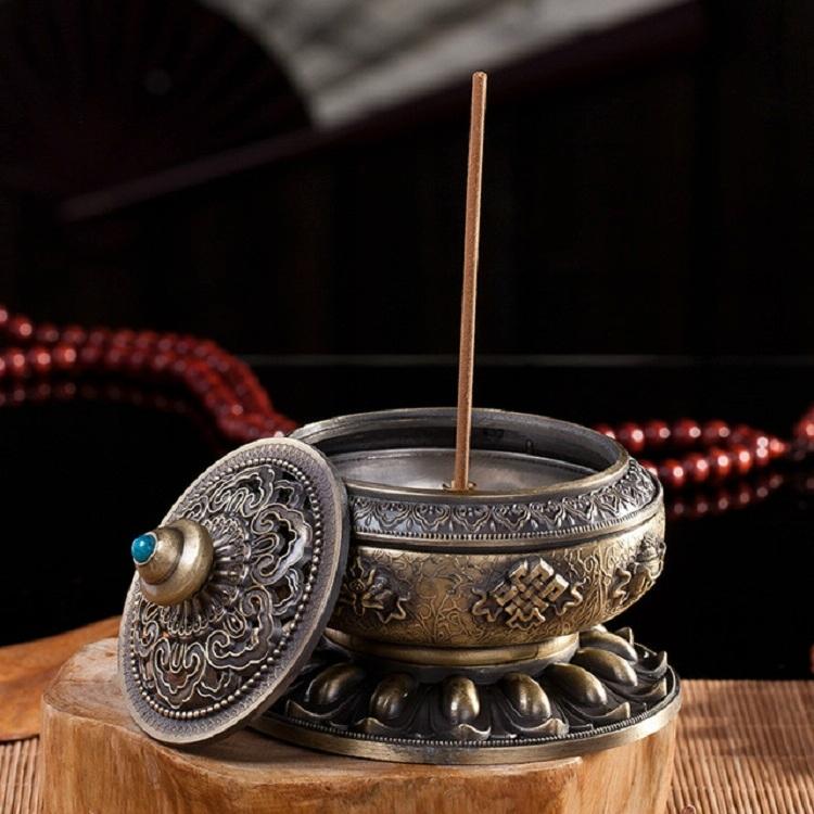 Medium Eight Treasure Incense Burner Decoration - Perfect for Home - Pale Red