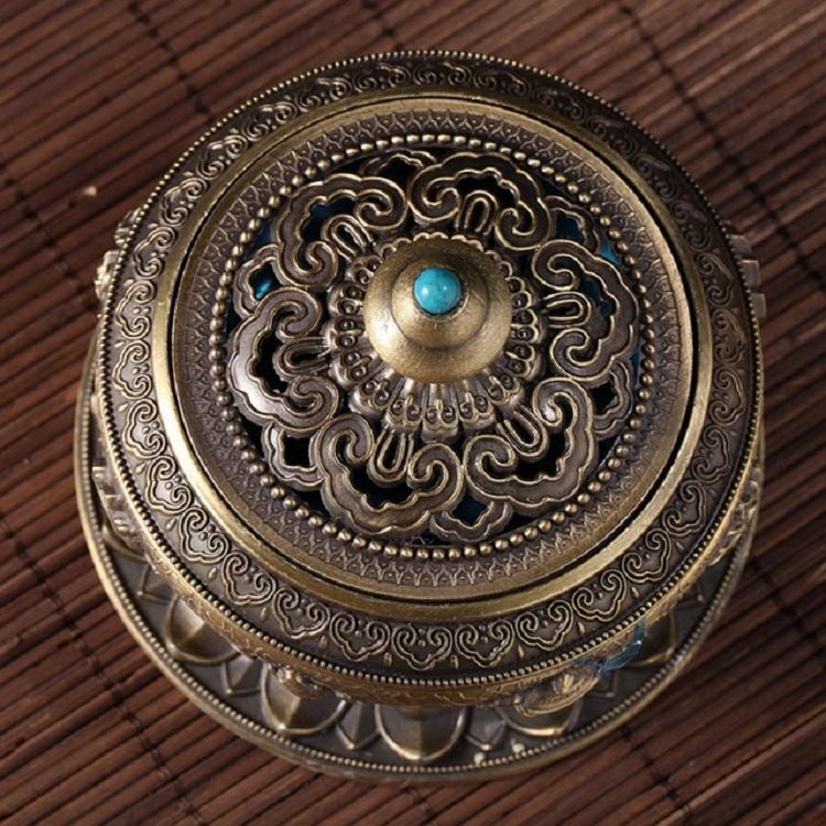 Medium Eight Treasure Incense Burner Decoration - Perfect for Home - Pale Red