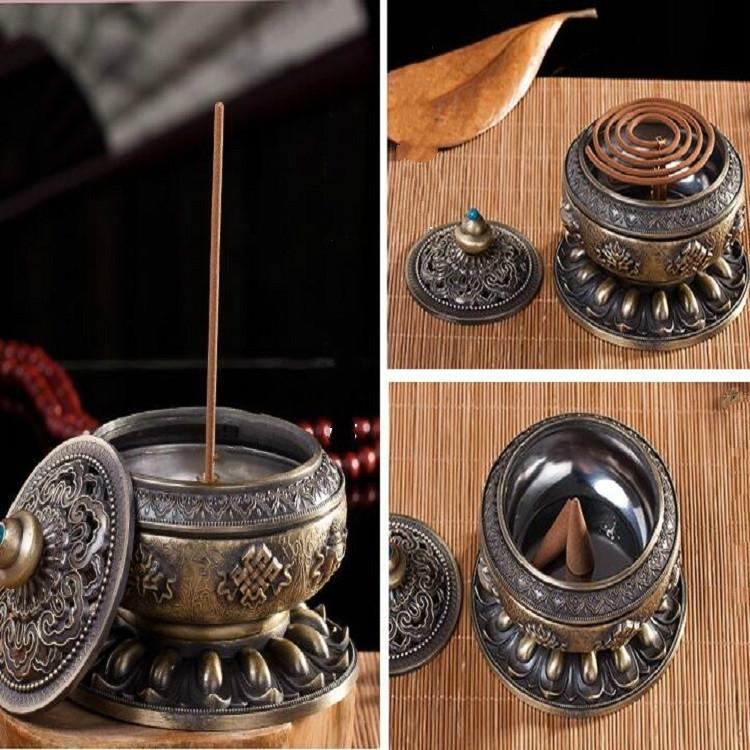 Medium Eight Treasure Incense Burner Decoration - Perfect for Home - Pale Red