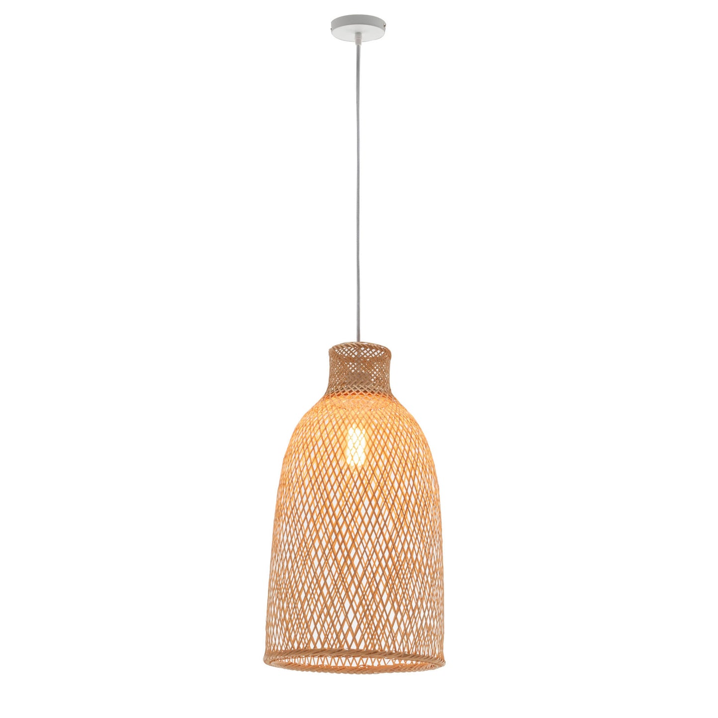 Natural Woven Bamboo Cone Pendant Light
