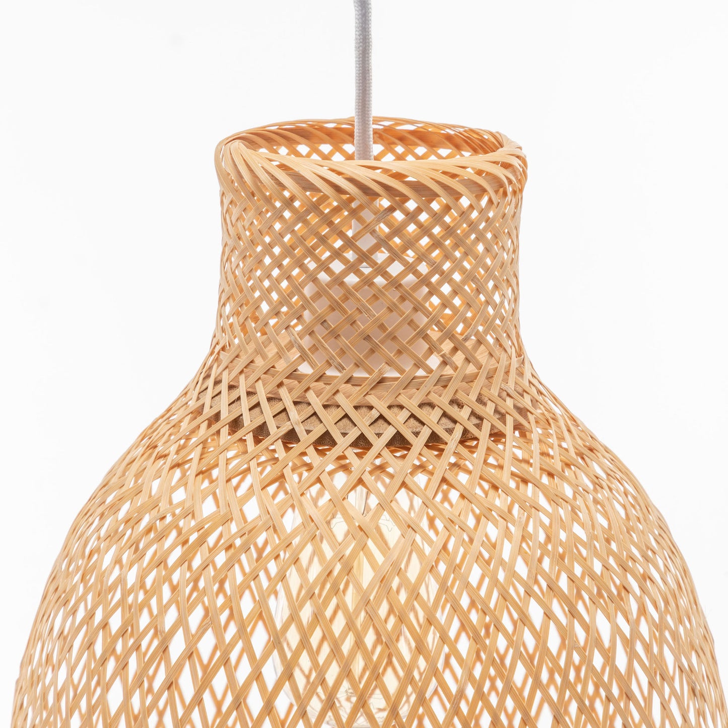 Natural Woven Bamboo Cone Pendant Light