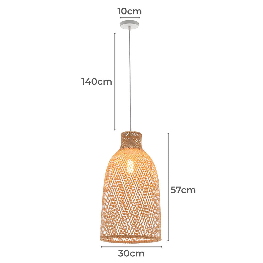 Natural Woven Bamboo Cone Pendant Light