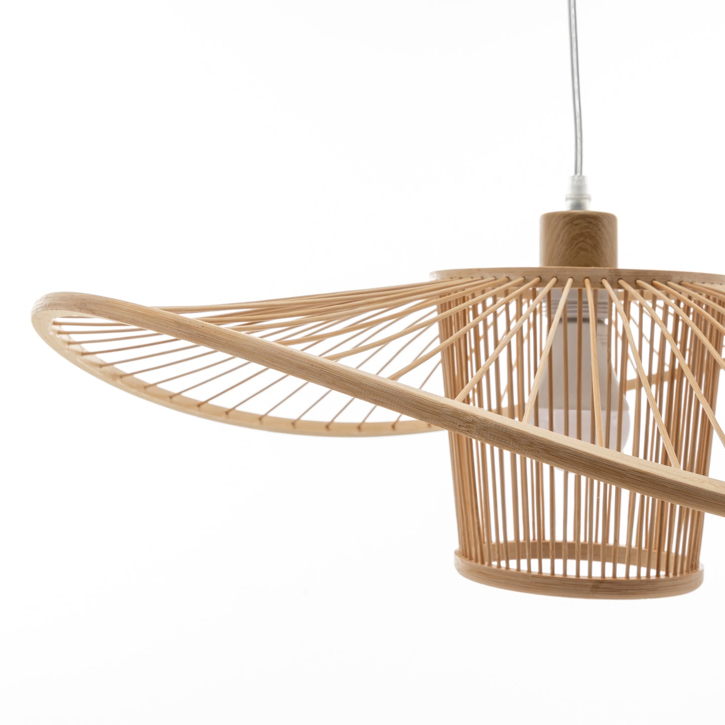 Elysian Breeze Hand Woven Bamboo Wide Brim Pendant Light