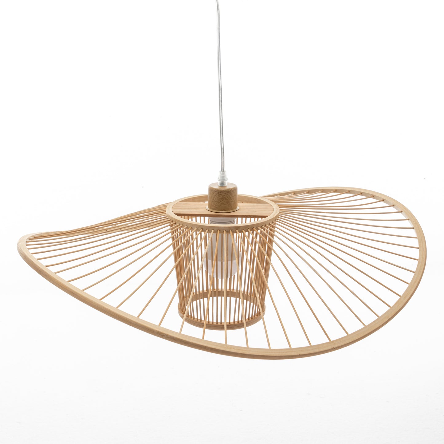 Elysian Breeze Hand Woven Bamboo Wide Brim Pendant Light