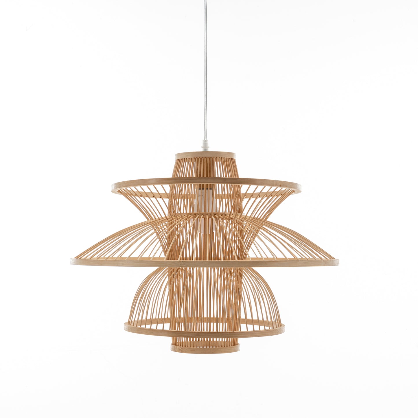 Aurora Hand Woven Bamboo 3 Layer Pendant Light
