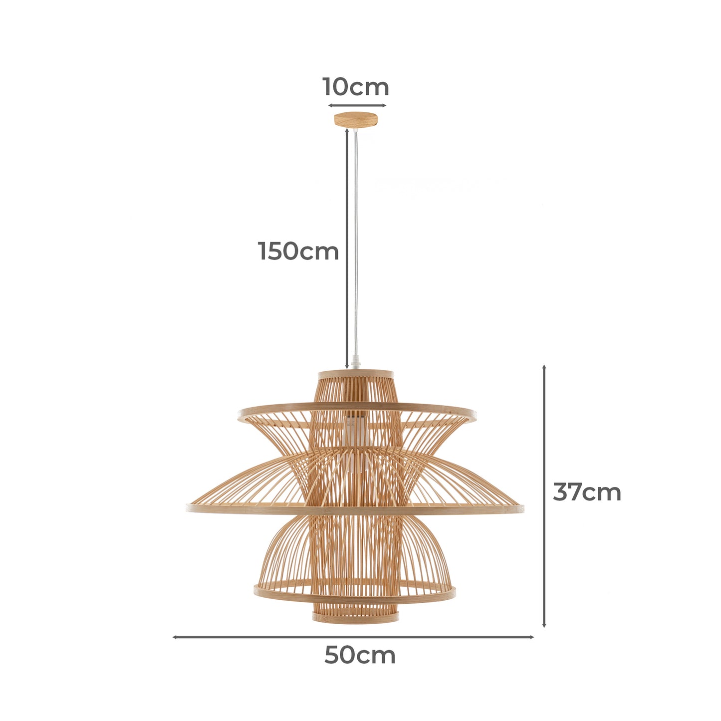 Aurora Hand Woven Bamboo 3 Layer Pendant Light