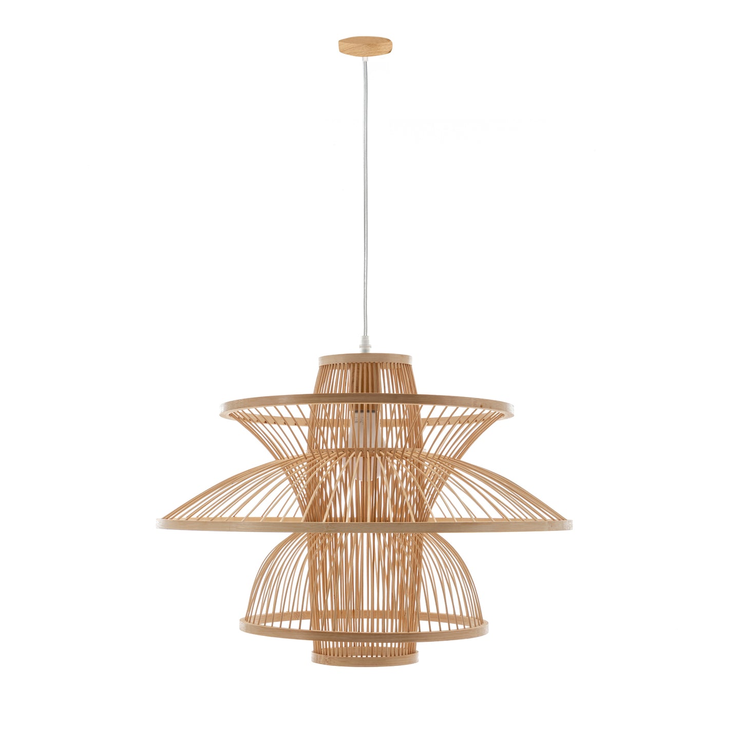 Aurora Hand Woven Bamboo 3 Layer Pendant Light