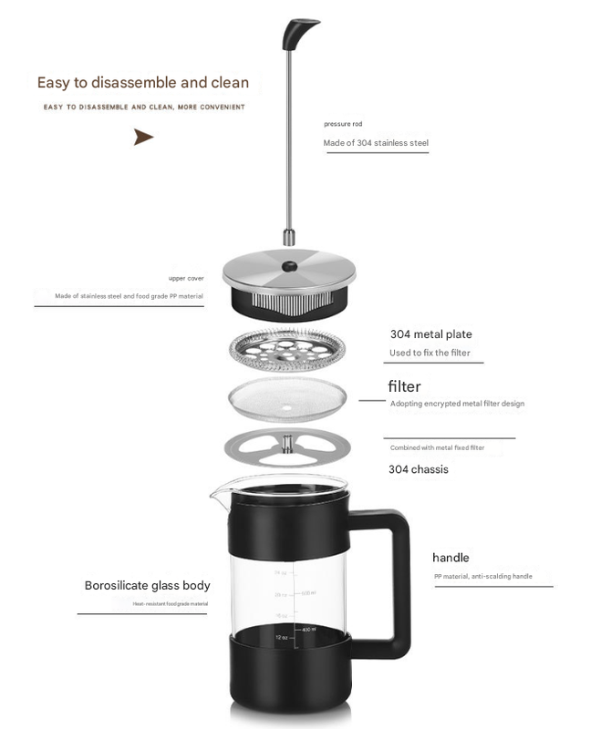 Black Classic 1000ml French Press Coffee & Tea Maker