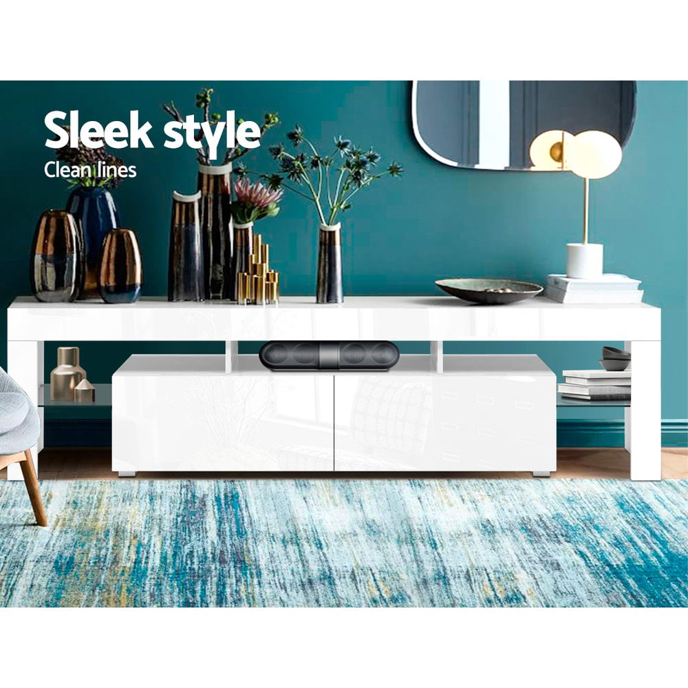 Artiss LED TV Stand Gloss White 189cm