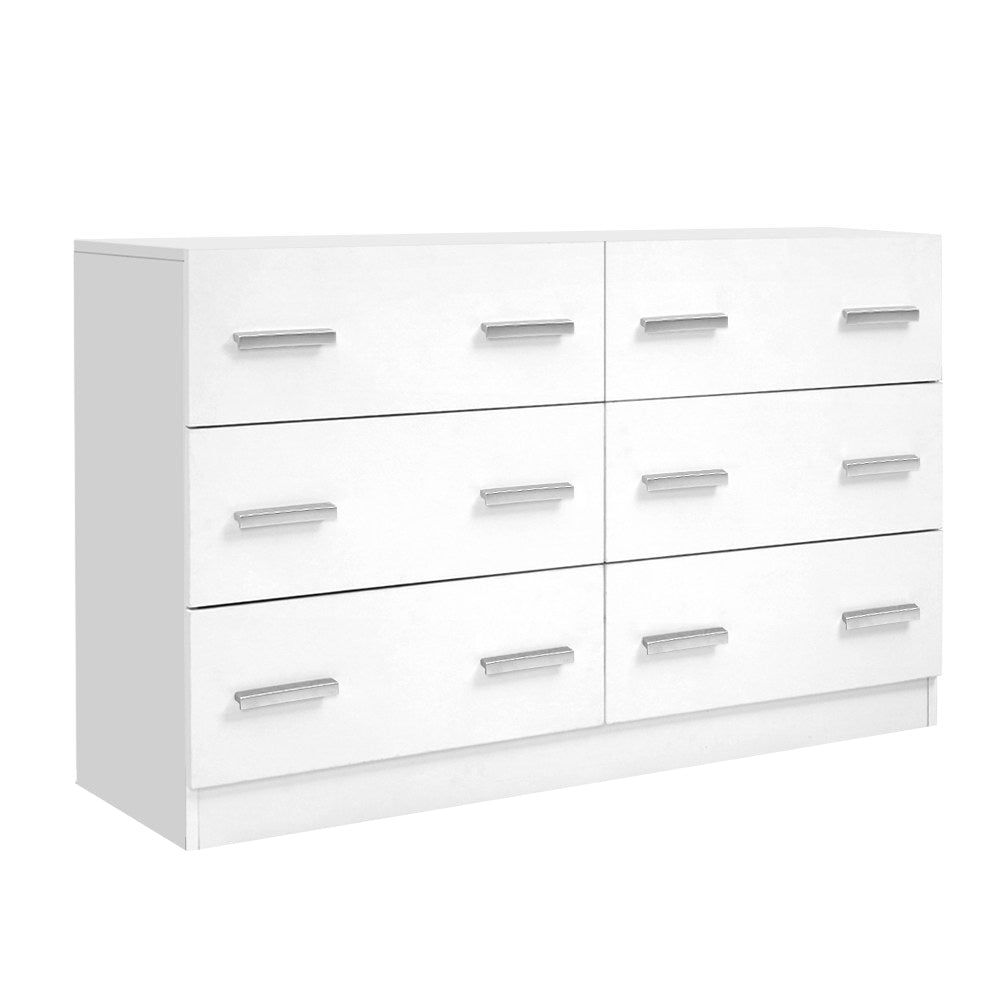Artiss 6 Drawer Lowboy - White