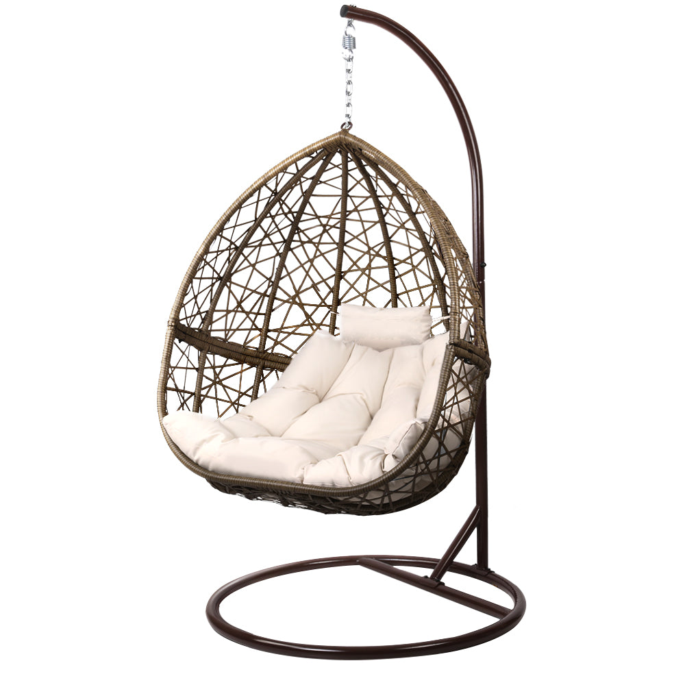 Gardeon Swing - Egg Chair With Stand Brown