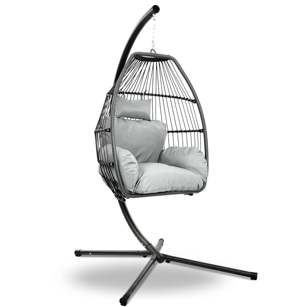 Gardeon Swing - Egg Chair With Stand Grey