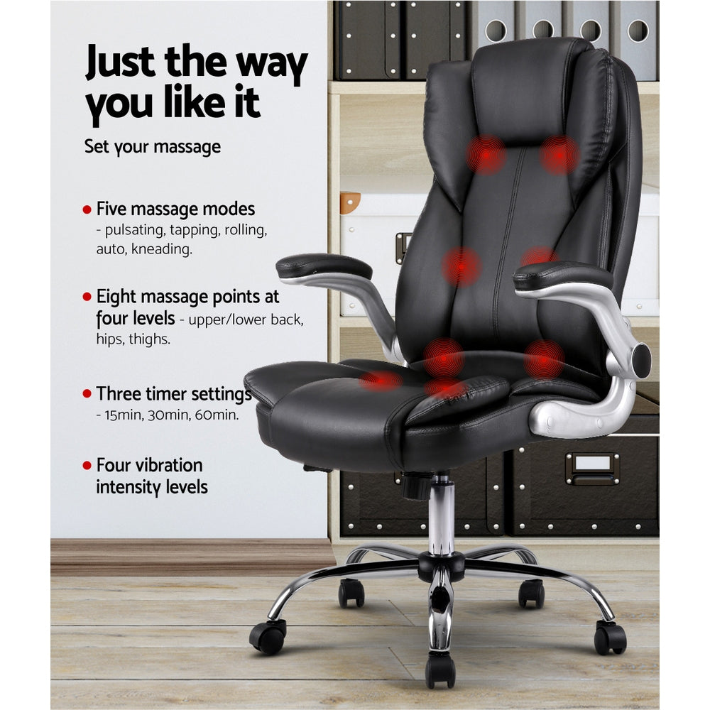 Artiss 8 Point PU Leather Massage Chair - Black
