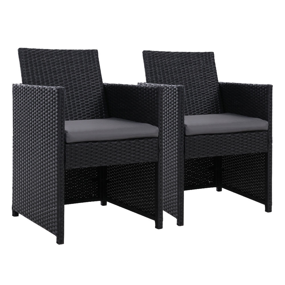 Gardeon Set of 2 Wicker Chairs Black Grey