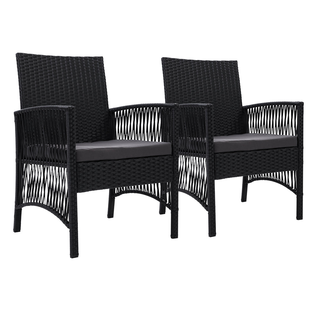 Gardeon Set of 2 Wicker Chairs Black