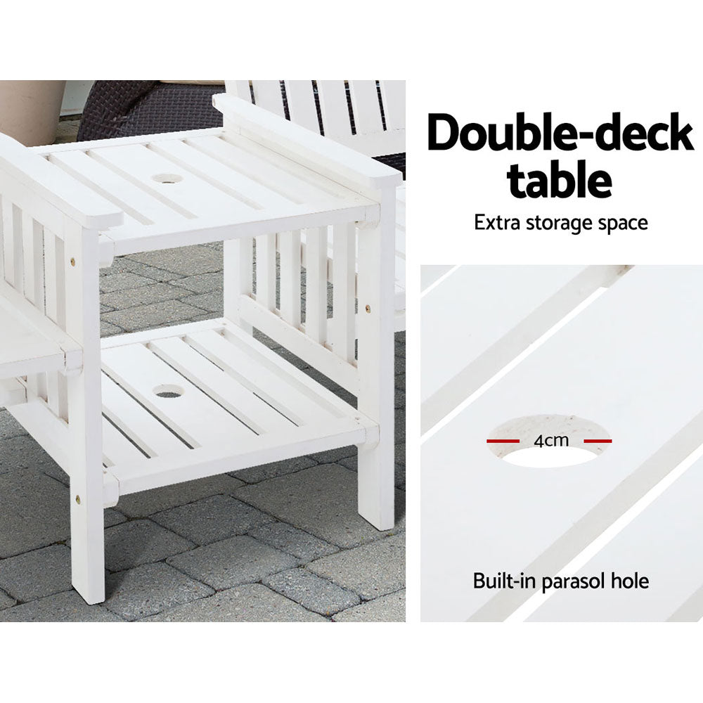 Gardeon Rustic Chairs and Table set White