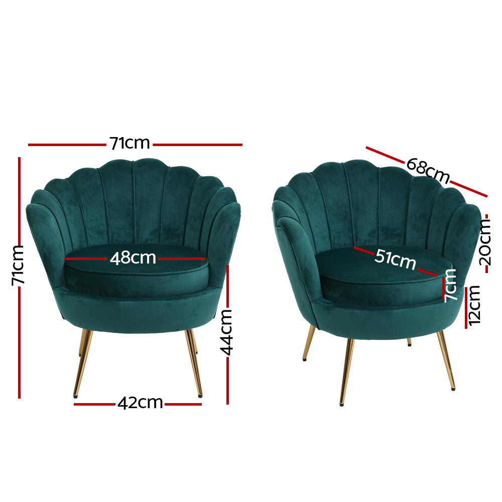 Artiss Armchair Velvet Green