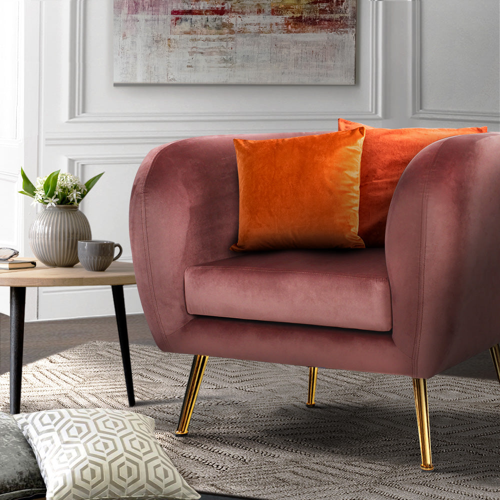 Artiss Armchair Velvet Pink