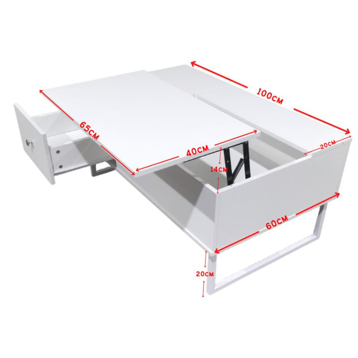 White Coffee Table Lift Up top Section