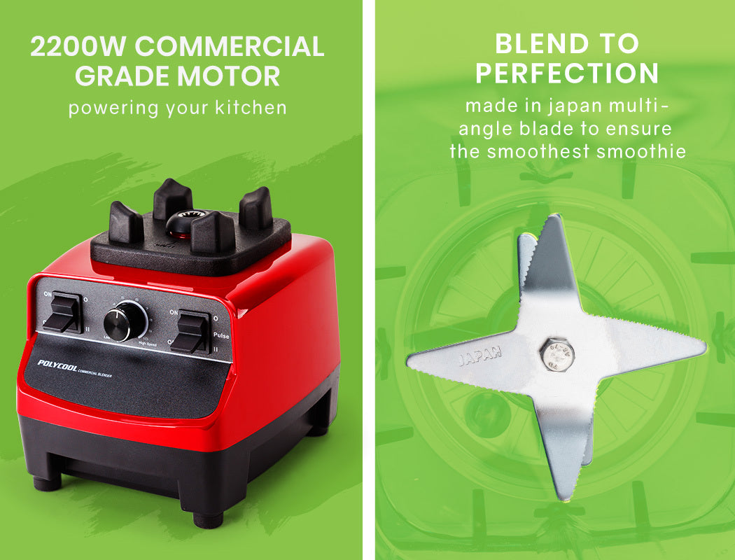 POLYCOOL 2L Blender Food Processor - 2200W Power, Smooth Blending