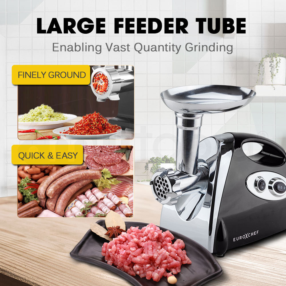 EuroChef 2800W Meat Grinder - Fast Sausage Maker, Easy Clean