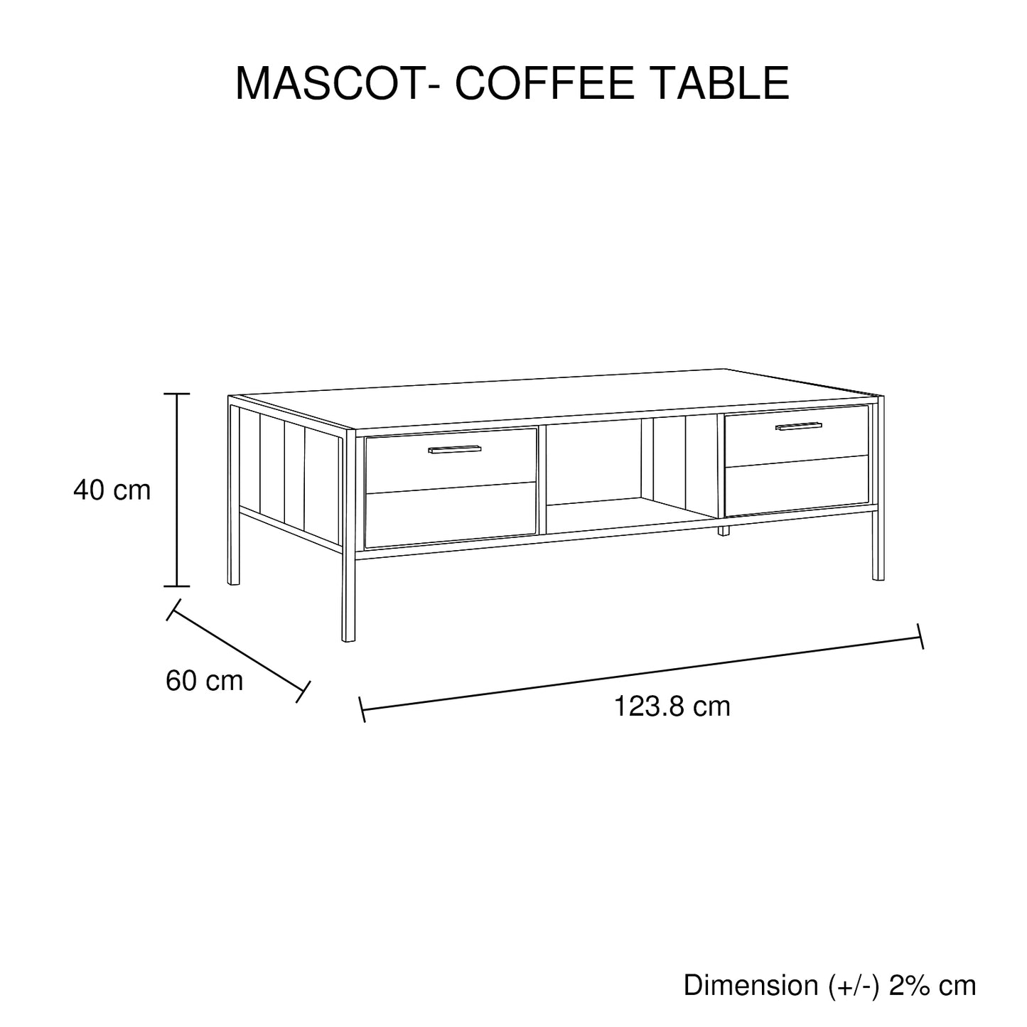 Mascot Modern Rustic Coffee Table Oak Finish