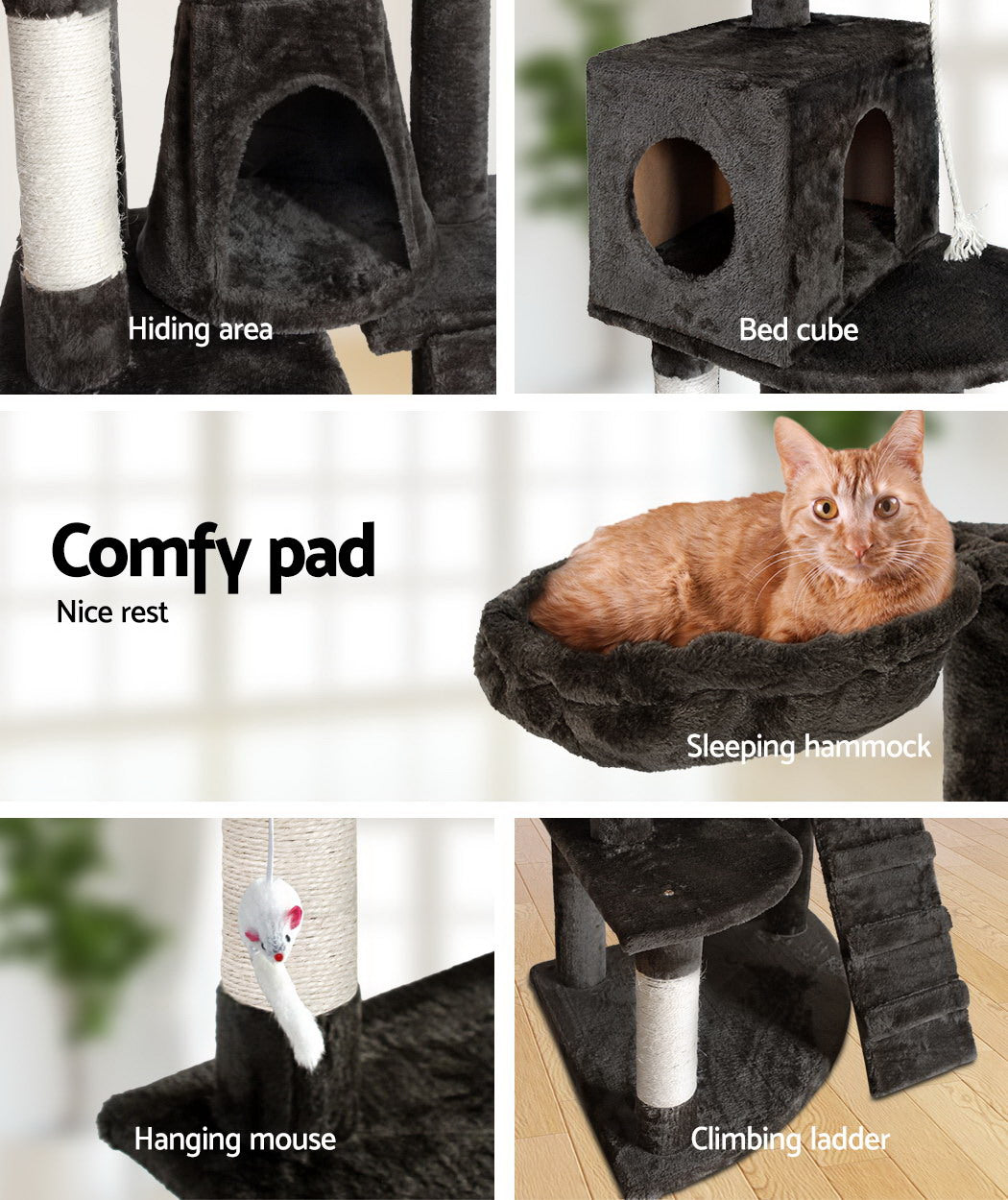 i.Pet Cat Scatch Tower 193cm x 69cm x 61cm
