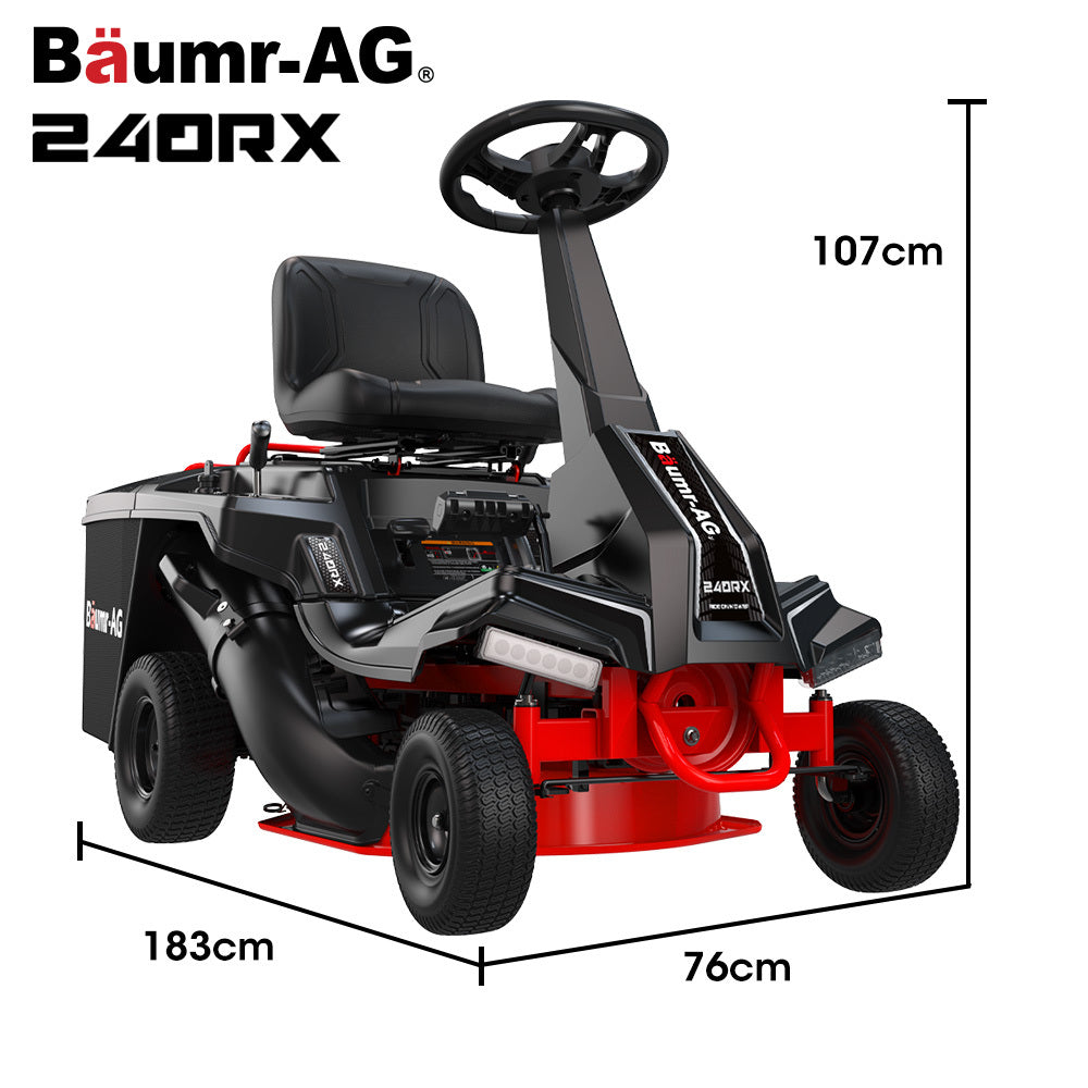 BAUMR-AG 24" Ride On Lawn Mower Lithium Electric Start System 6HP 224cc