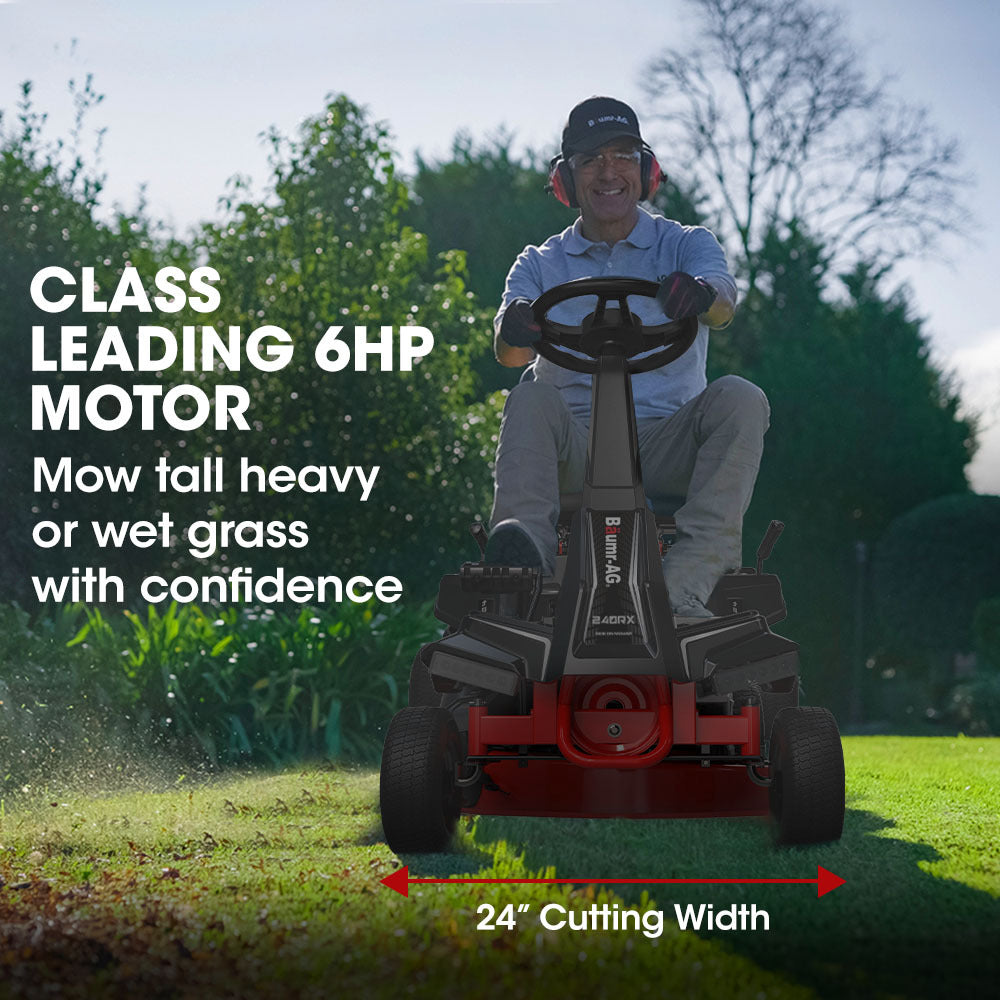 BAUMR-AG 24" Ride On Lawn Mower Lithium Electric Start System 6HP 224cc