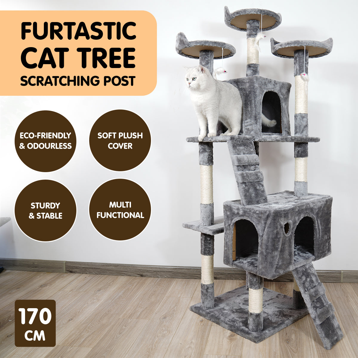 Furtastic 170cm x 50cm x 50cm Cat Scratching Tower