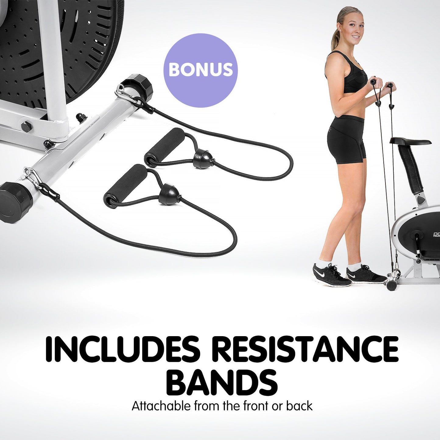 Powertrain 3-in-1 Elliptical Cross Trainer with Resistance Bands