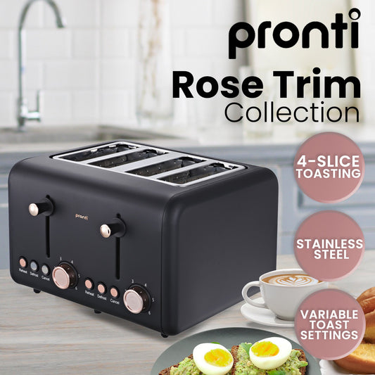 Pronti 4 Slice Toaster Rose Trim Collection