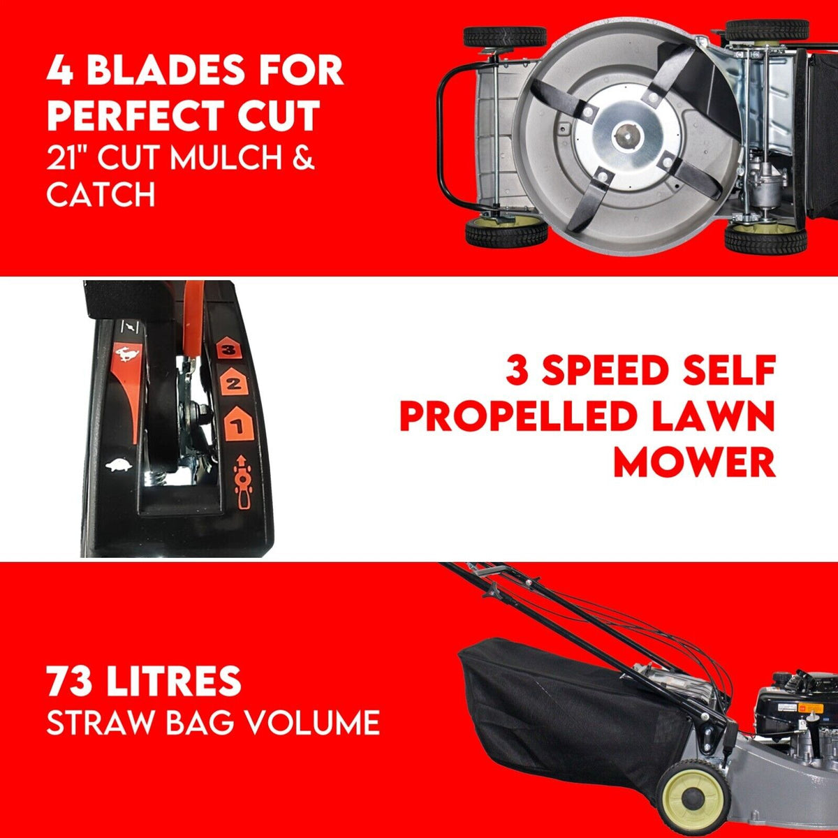 LAWN MOWER SELF PROPELLED 21" WITH A 5.5HP HONDA ENGINE