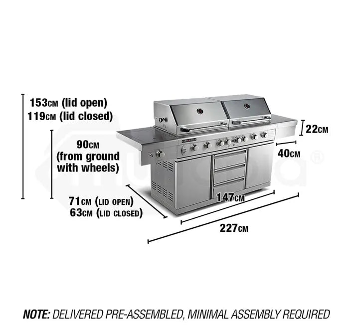 EuroGrille 9 Burner Gas BBQ Stainless Steel