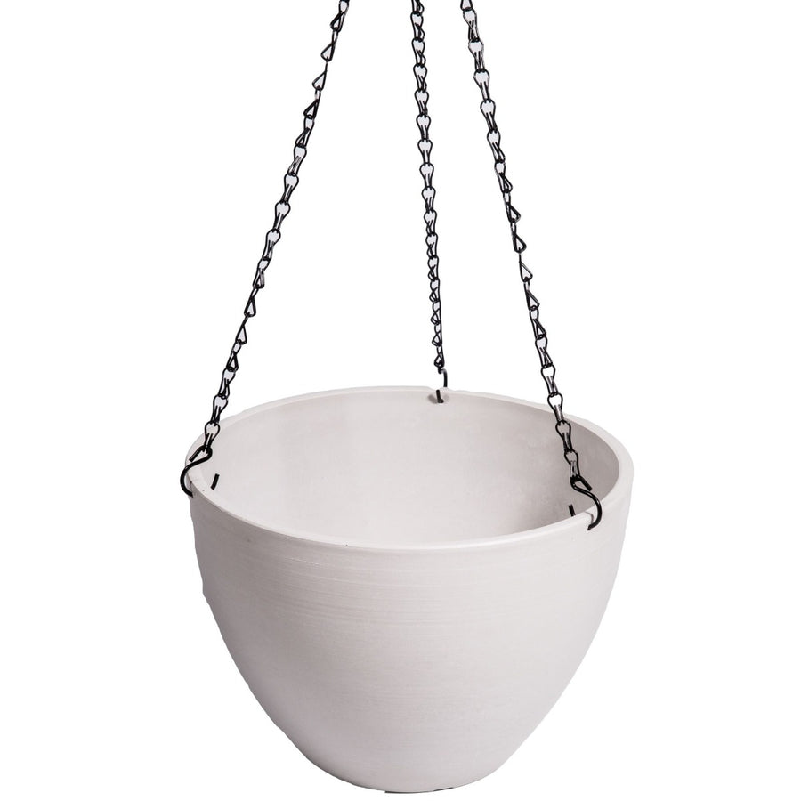 Hanging White Plastic Pot with Chain 30cm