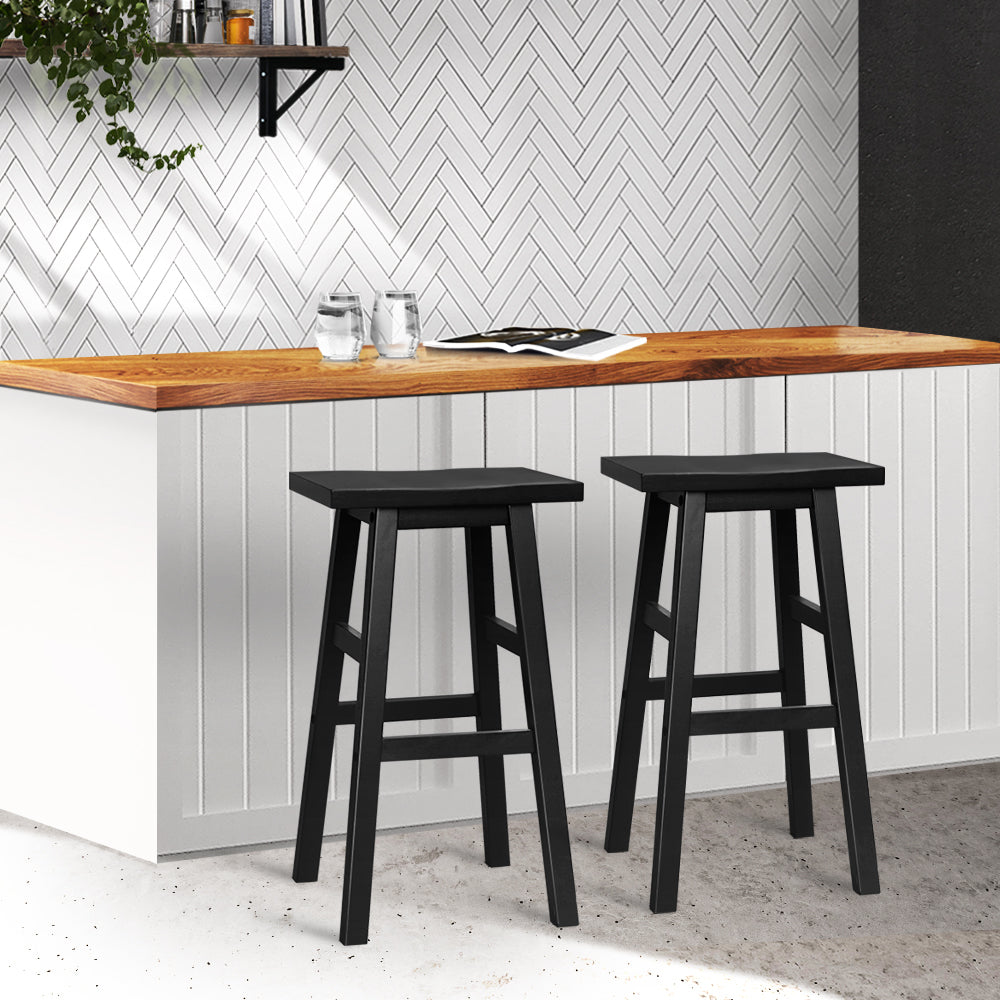 Artiss Set of 2 Beechwood Black  Bar Stools