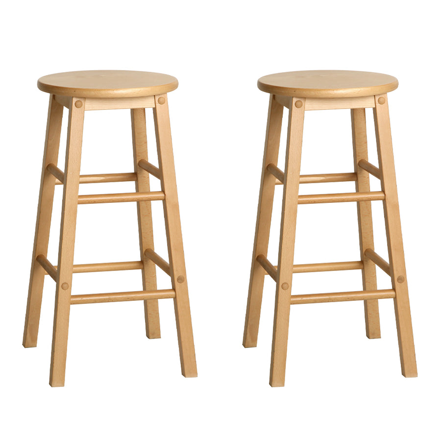 Artiss Set of 2 Beechwood Natural Finish Bar Stools