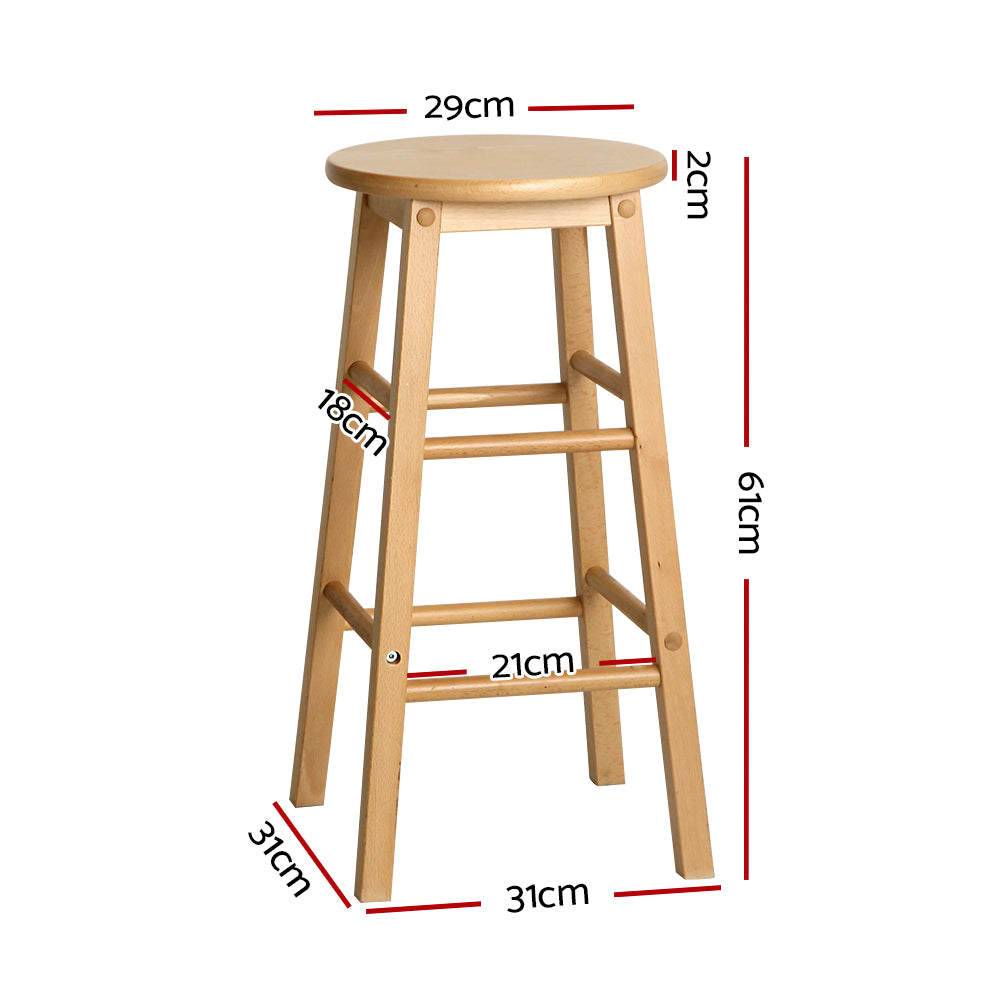 Artiss Set of 2 Beechwood Natural Finish Bar Stools